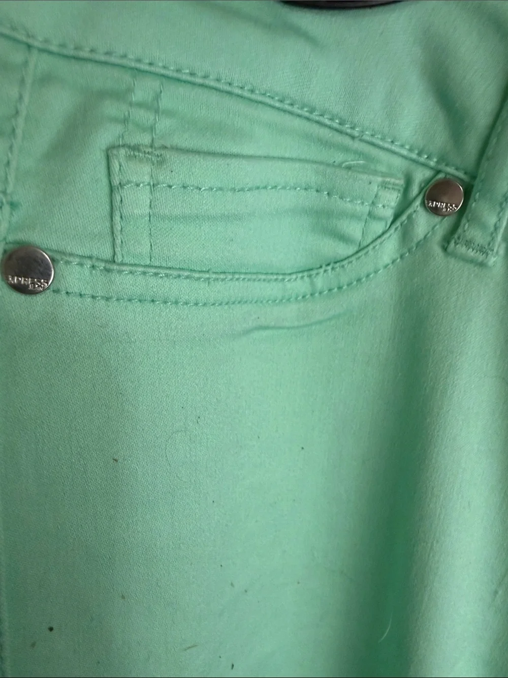(1699) Express Mint Green Slim Jeans, Size: 14